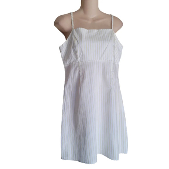L.A Hearts Pacsun White and Yellow Stripe Spaghetti Strap Mini Dress Size Medium - Picture 4 of 10